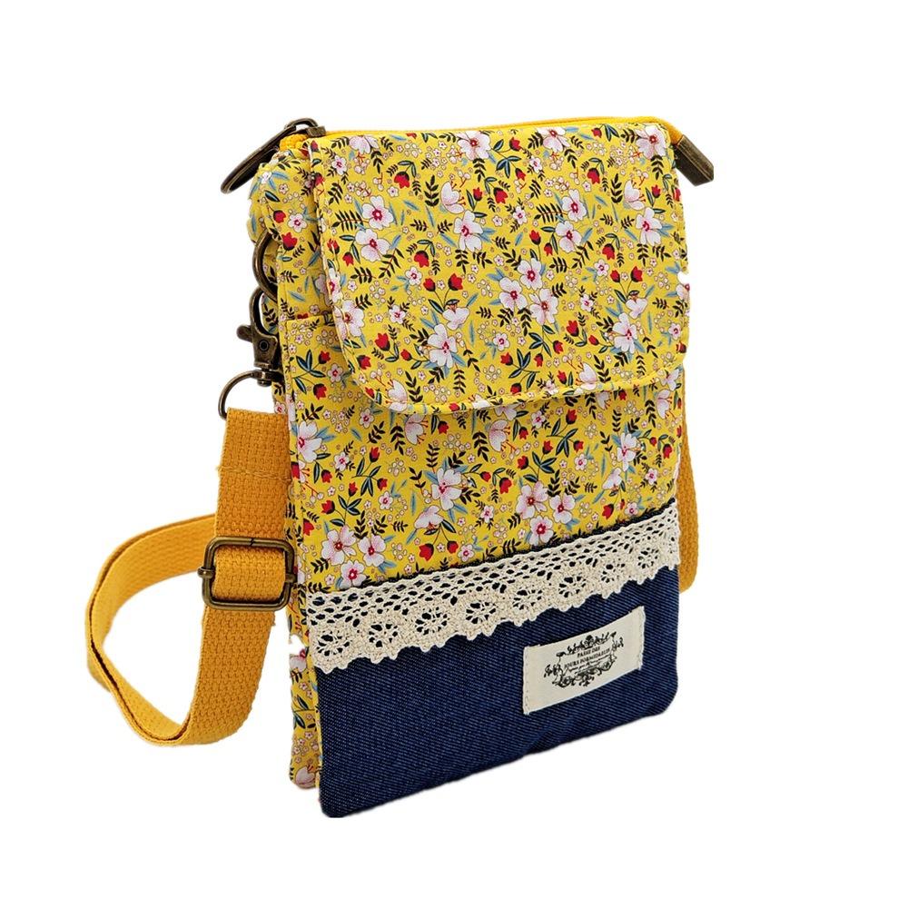 New Adjustable Strap Crossbody Bag Print Five-layer Phone Purse Fresh Pastoral Handbags Women