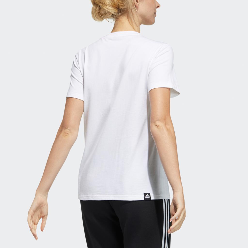 Adidas Contrast Print Sports Short Sleeve T-Shirt Women Tops White GP0597