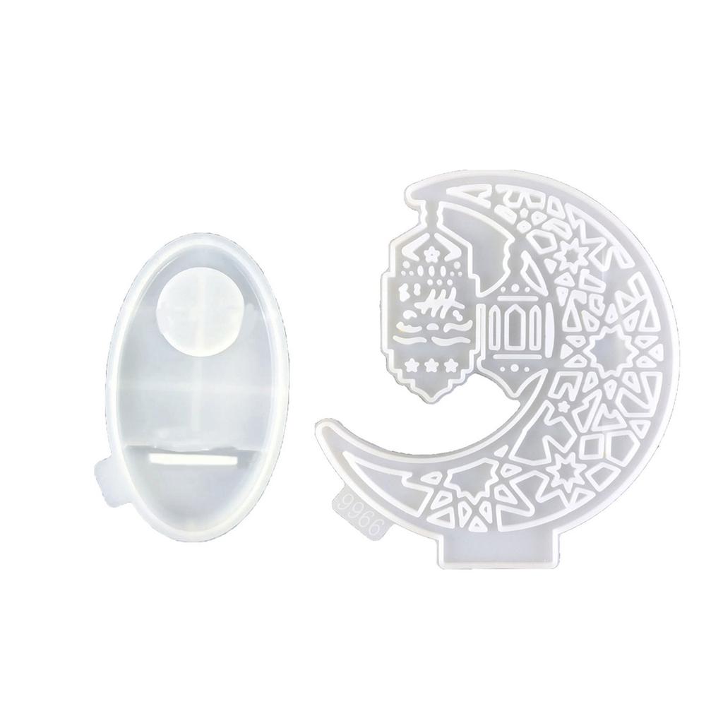 Eid Theme Tealight Holder Molds with Base Moon Shape Candlestick Molds for DIY CraftCandle Holder Tealight Holder