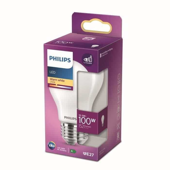 Philips LED Bulb Equivalent 100W E27 Warm White Non-dimmable, Plastic