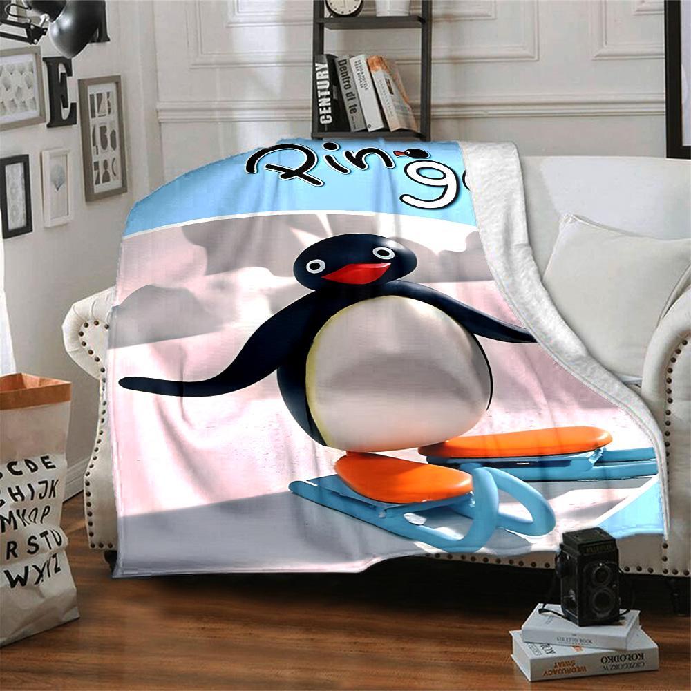 1pc Pingu1 Blanket, Gift, for Men and Women, Soft Blanket, Good for Sofa Bed Couch Travel, Lightweight Flannel Blanket