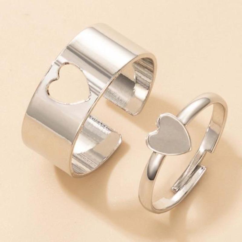 2 Pz/Set Anelli Regolabili a Forma di Coppia Cuore/Luna/Stella/Delfino Gioielli Creativi Squisiti Anelli Aperti per