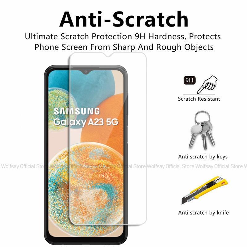 2/4PCS Screen Protector For Samsung Galaxy A23 5G Tempered Glass Samsung Galaxy A13 A23 A33 A53 5G Full Glue Cover Phone Glass