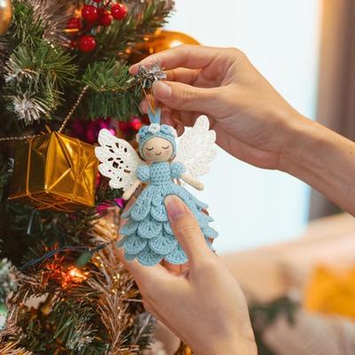 Crochet Angel Ornaments Reusable Fade Resistant Yarn Decorations Angel Ornament Crochet Kit For Men Women Child Boy Girl