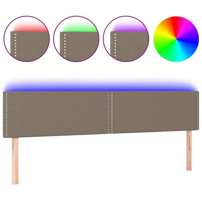 VidaXL Tête de Lit à LED Meuble de Chambre à Coucher Accessoire de Lit Double Tête de Cadre de Lit Intérieur Taupe 3121498