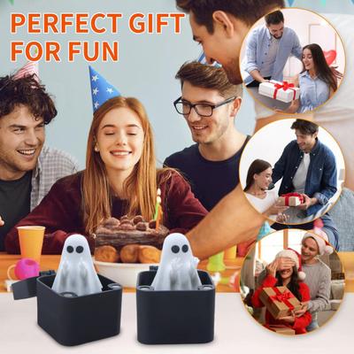 1/2Pcs Halloween Middle Finger Ghost Box Ornament Popping Ghost In A Case Desktop Decoration Teasing Friends Tricky Props Gag Prank Gift