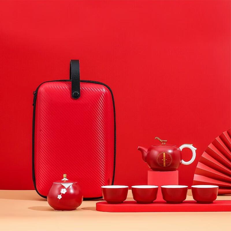 Fortune s Turn Red Glaze Ceramic Tea Set