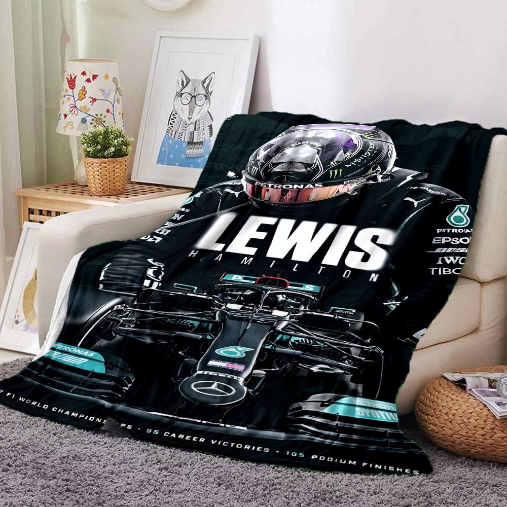 Coperta stampata a tema Lewis Hamilton - Perfetta per divano, letto, viaggi e uso all'aperto | Lavabile in lavatrice, accogliente e resistente.