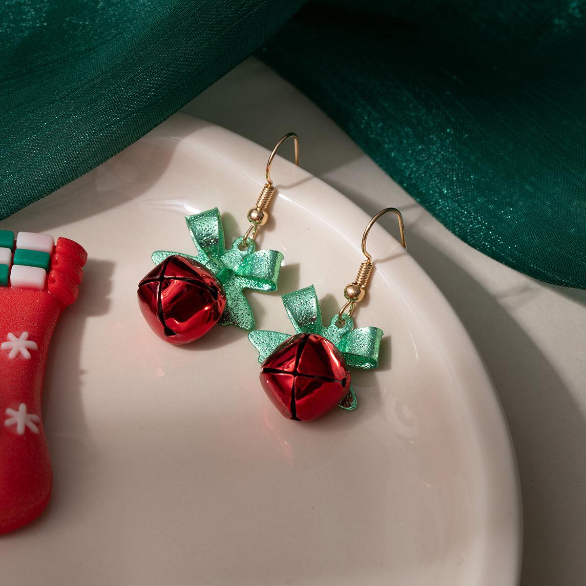 

Festive Bow & Bell Metal Earrings - European and American Design