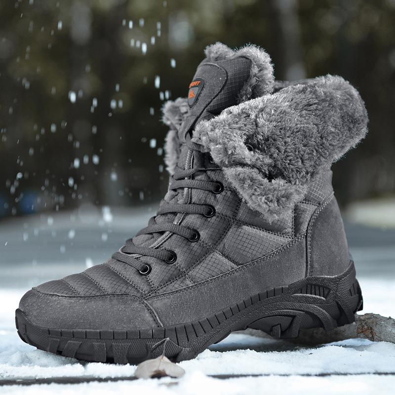 2025 Men's Winter High-Top Snow Boots: Thickened Velvet Outdoor Mountaineering Shoes