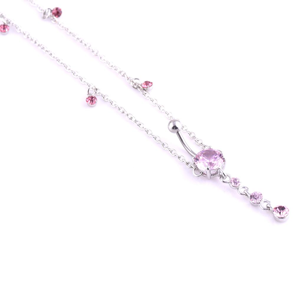 

Модная цепочка на талию из горного хрусталя, подвеска-планка, пирсинг пупка розовый