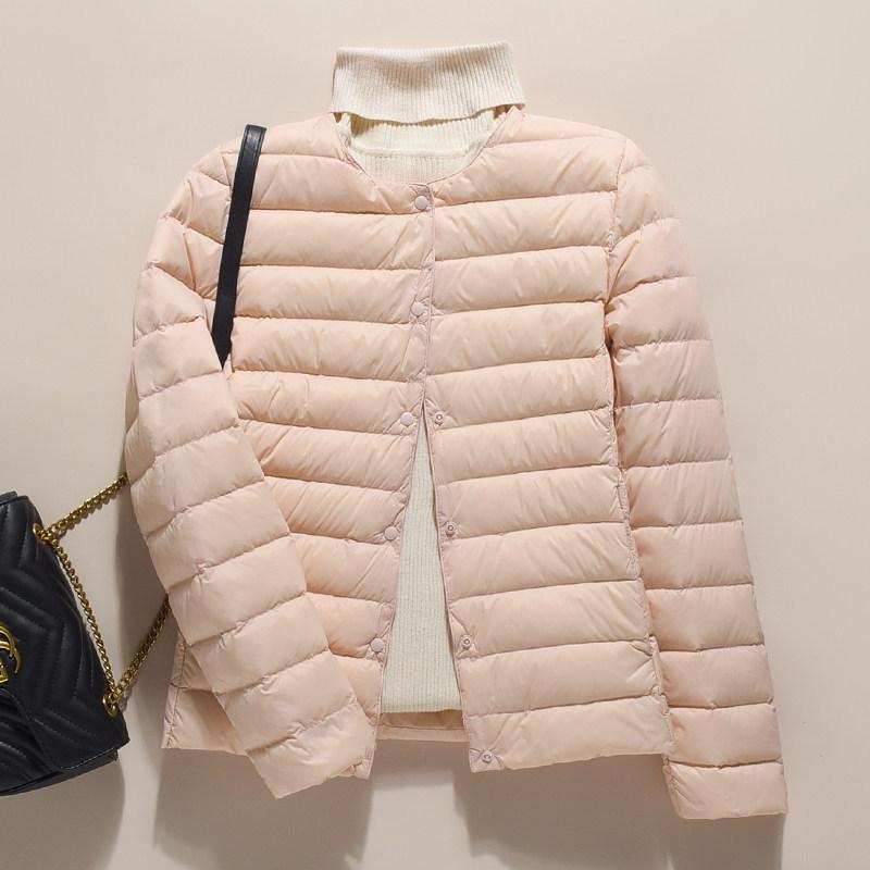 

Женский легкий пуховик 2024, короткий, с круглым V-образным вырезом, теплый, без воротника, приталенный, большого размера, пальто на осень/зиму 4XL