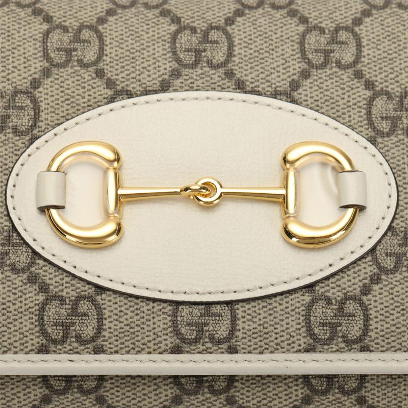 Gucci Horsebit 1955 Gold Horsebit Monogram Print Snap Closure Coated Canvas And Leather Shoulder Bag Women shoulder bag 621888-92TCG-9761