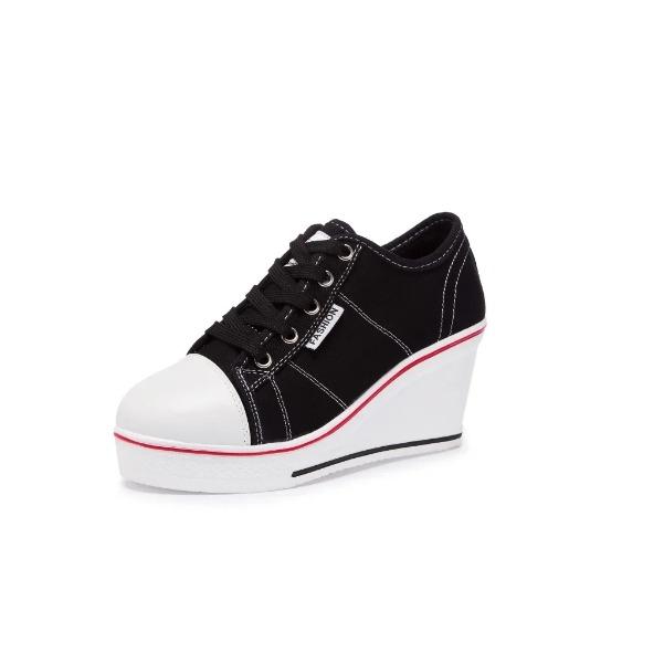 

Shoes Women New Woman Wedge Canvas Vulcanize Shoes Platform Breathable Canvas Shoes Casual Students Candy Color Wedge Sneakers 43