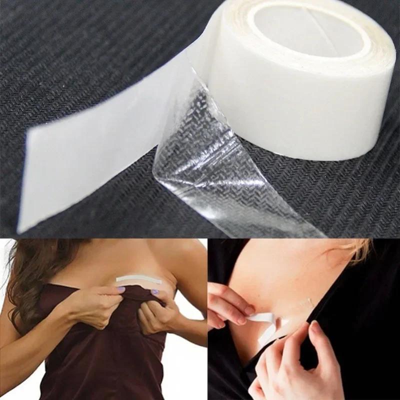 Nastro Biadesivo per Corpo Reggiseno Autoadesivo Vestiti Camicia Adesivo Segreto Nastro Trasparente per Lingerie Patch Invisibile Anti-Nudo per il Petto