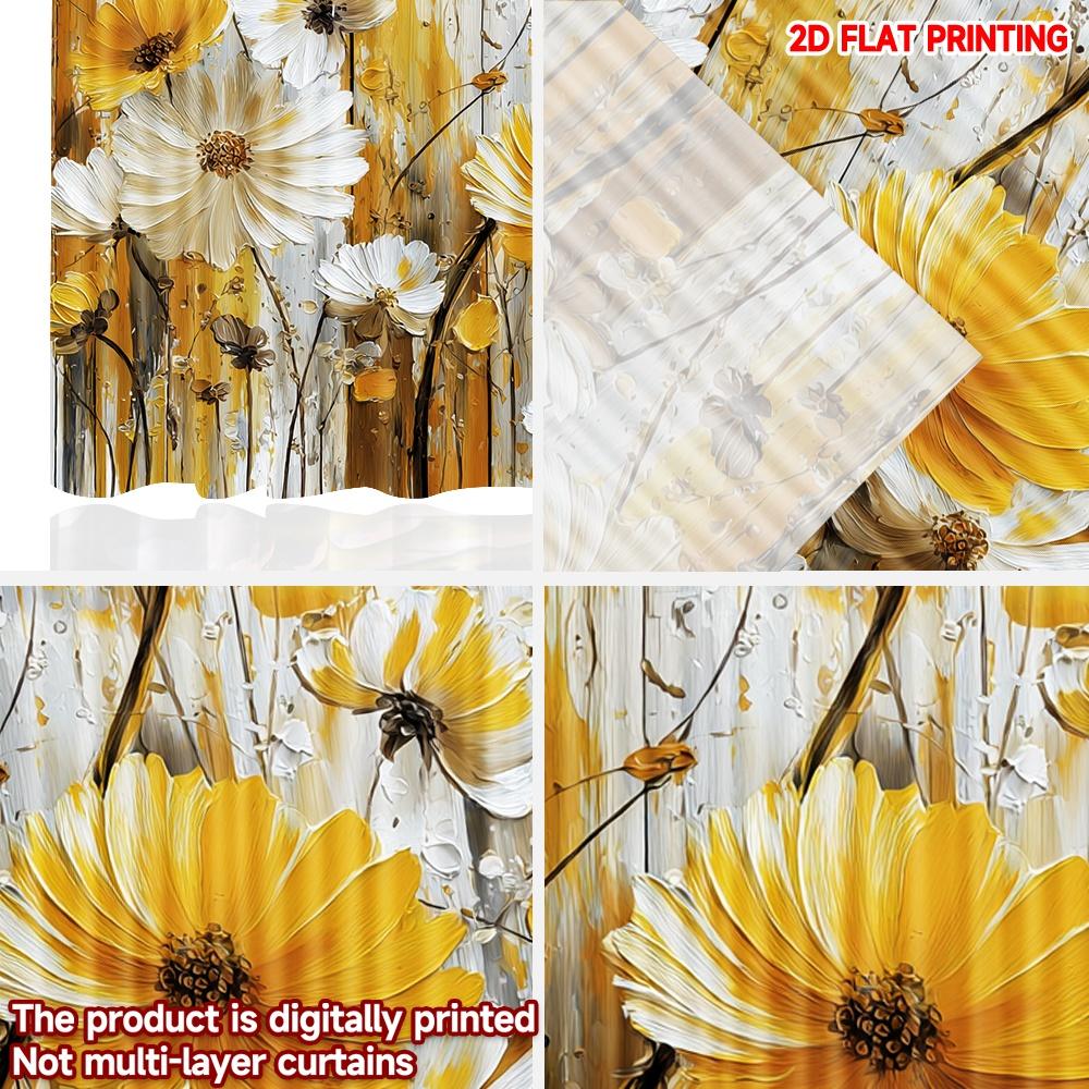 2pcs Butterfly Flower Curtains  Bright Yellow White Blooms with Black Yellow Butterfly Pattern for Cozy Bedroom Decor