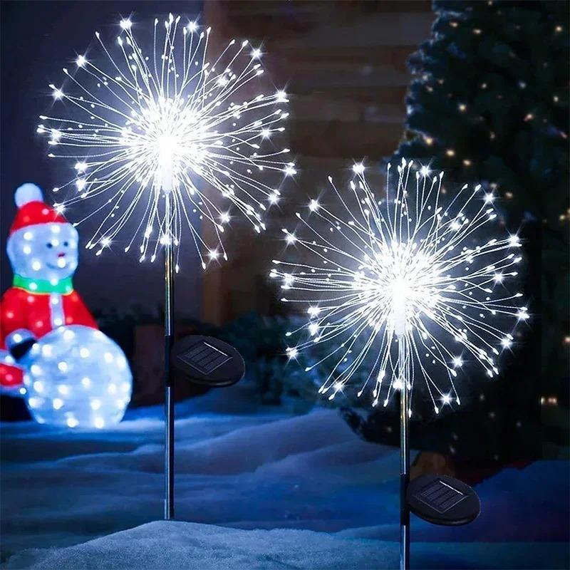 Christmas Solar-powered Firework Lights Garden Landscape Lighting Outdoor Decorative Lights 60/90/120 LED Lawn Lights for Garden and Pathway