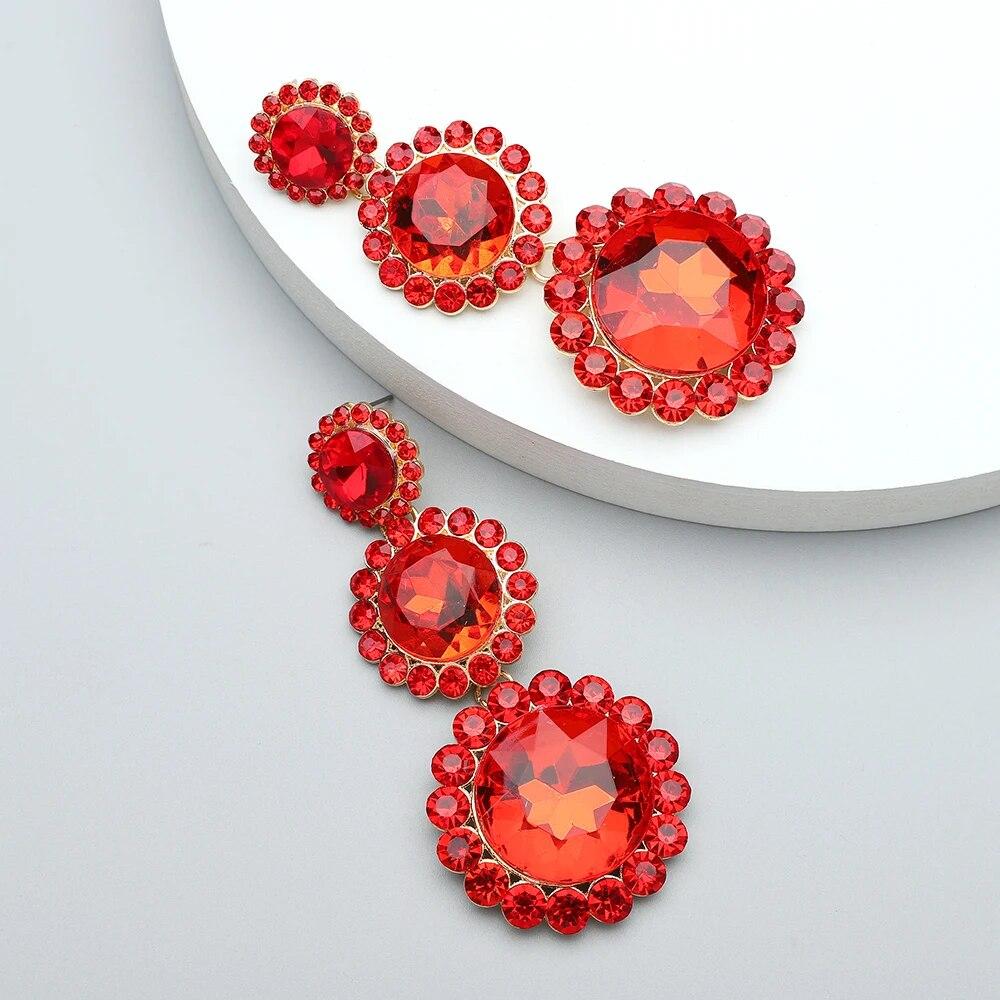 Каплевидные модные круглые хрустальные длинные висячие серьги, роскошный дизайн, винтажные необычные изящные серьги, кулон, ювелирное изделие, подарок