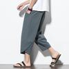 Pantalon Harem Homme Été Style Chinois Coton Lin Streetwear Rétro Shorts de Plage Pantalon Décontracté Mi-Mollet M-5XL