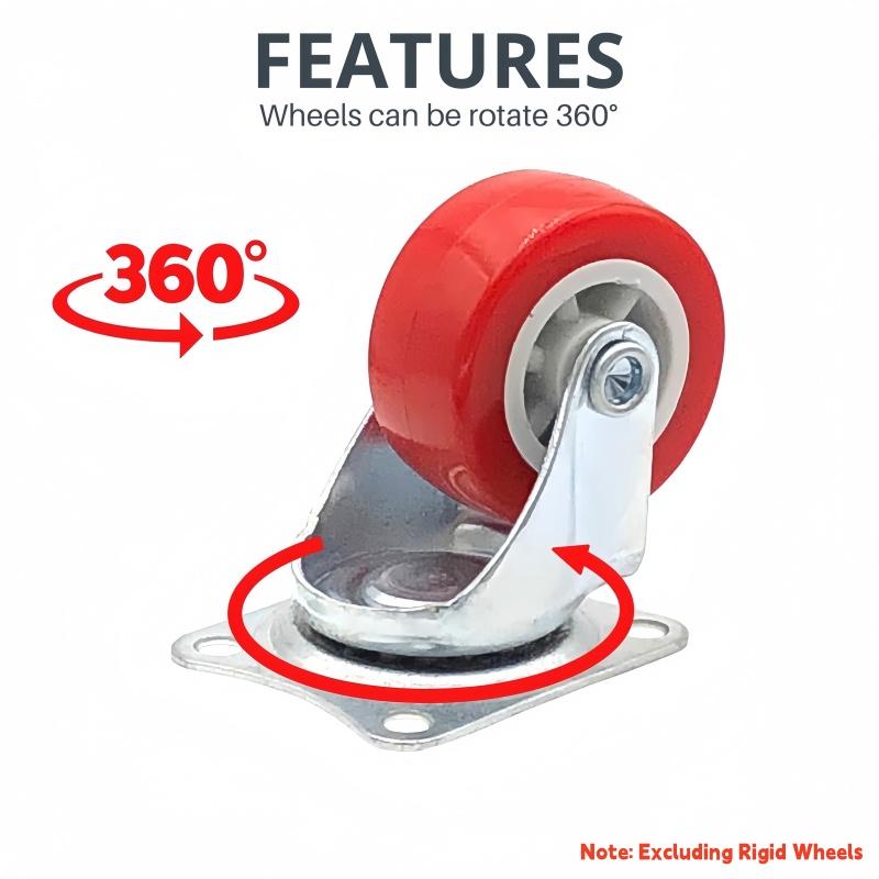 4pcs 1.5 " Universal Swivel with Brake Casters Heavy Duty Plate Industrial Caster Quiet Rotating Wheels Trolley Furniture Castor