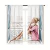 2 Pcs 2 Pcs Balcony Girl Print Curtains,suitable for Bedroom,living Room Kitchen Decoration,home Decoration,window Decoration