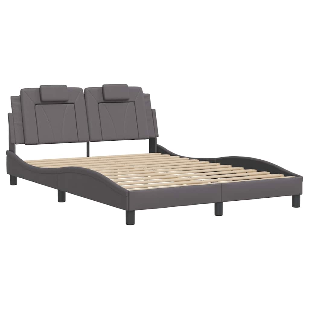 Bed Frame Viana without Mattress Gray 140x190 cm Faux Leather