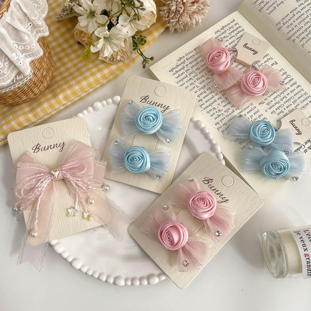 Spring New Style Mesh Bow Rose Hairpin Hairpin French High-end Girl Hairpin Wild Broken Hair Side Clip