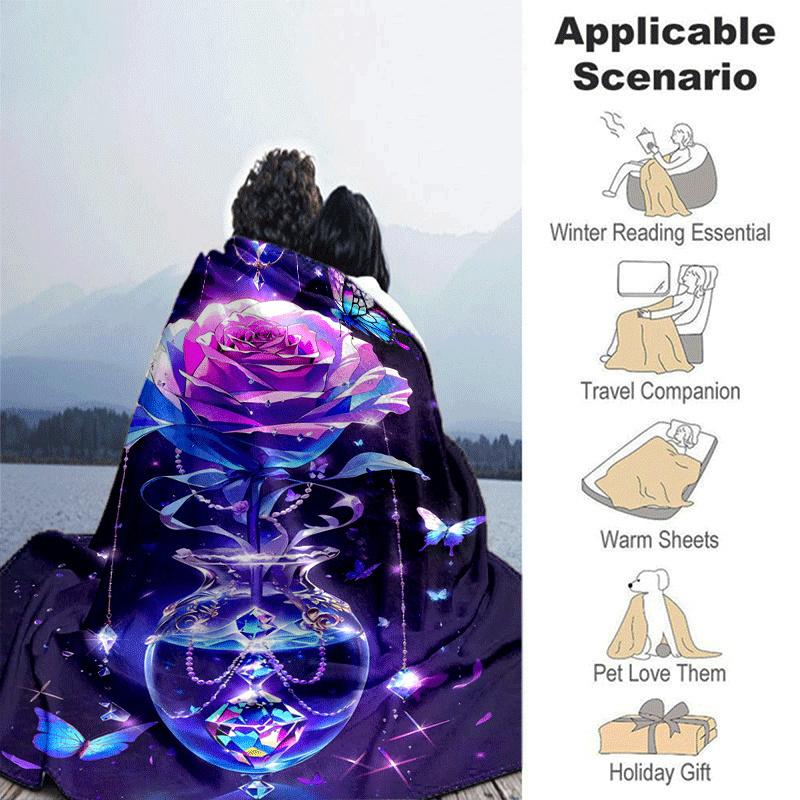 1pc Rose Printing Lightweight Flannel Blanket, Comfortable and Warm Blanket, for Camping Sofa Bed and Couch Office, Suitable for Gift Blanket