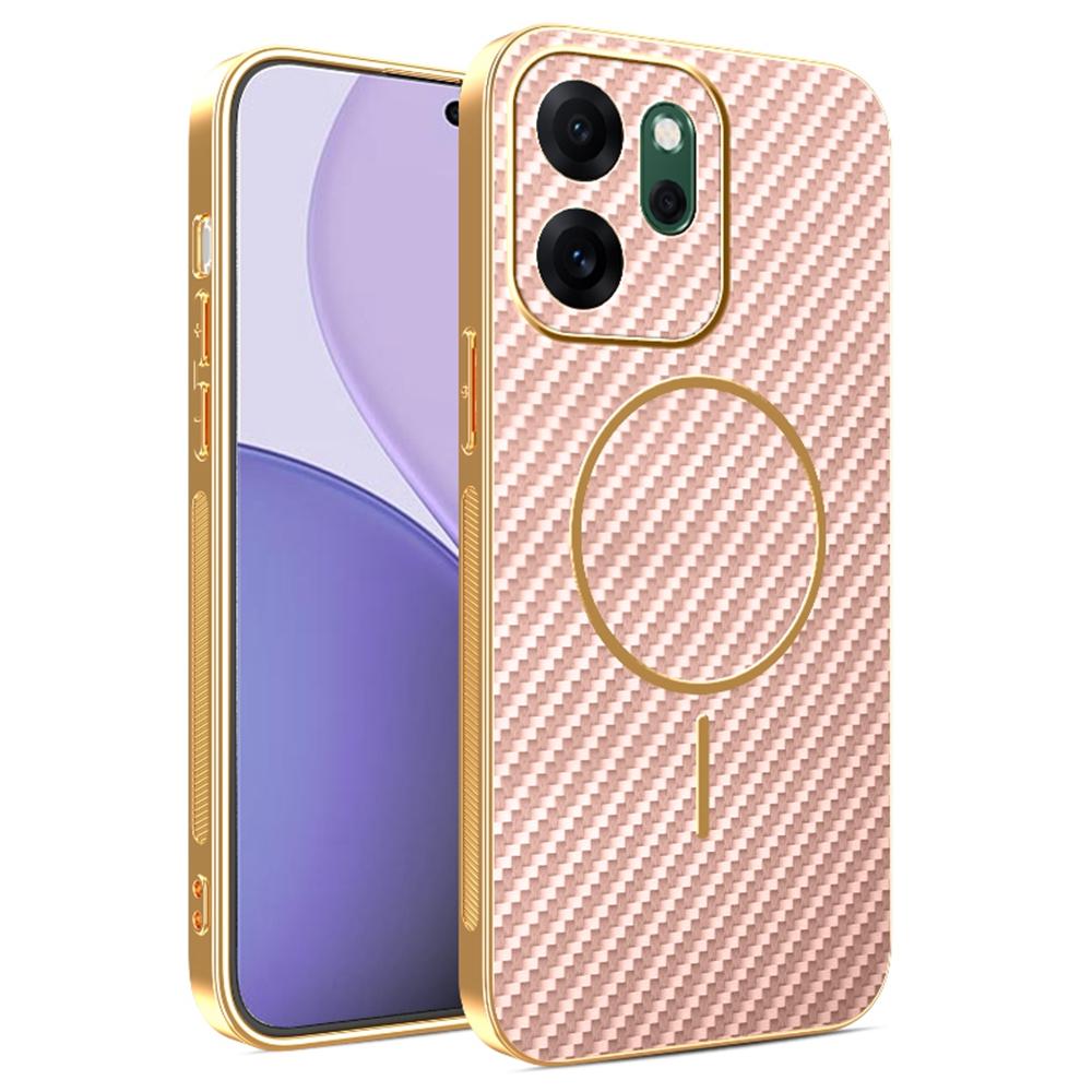 Pro Oppo Reno14 F 5G pouzdro Texturovaný elektroplátovaný TPU zadní kryt z uhlíkových vláken