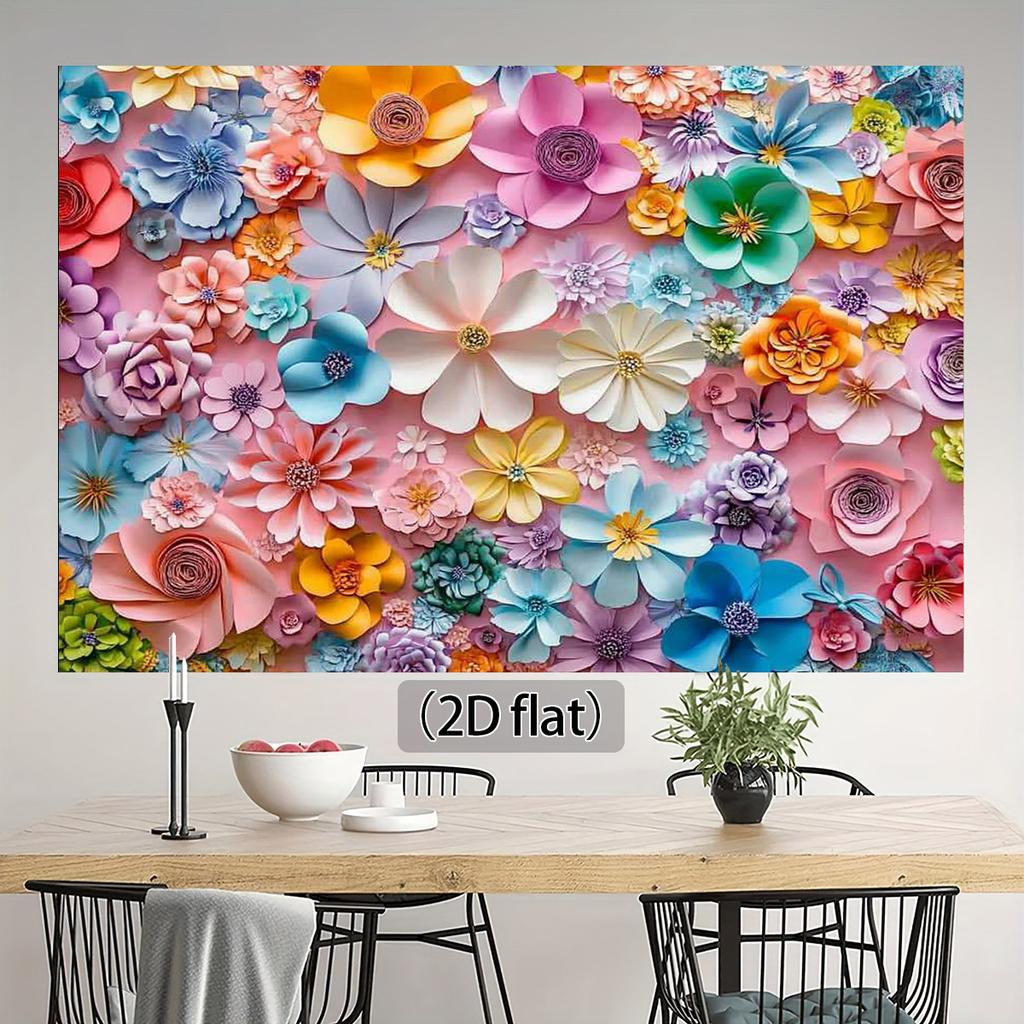 2D Flat Pastel Color Paper Flower Backdrop Pink Floral Wall Photography Background for Party Portrait Photoshoot