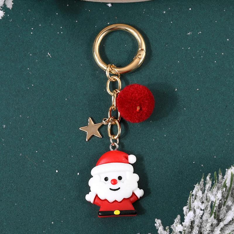 New Christmas Tree Santa Claus Keychains Bag Charm For Women Exquisite Bag Pendant Car Key Ring Jewelry Christmas Gift