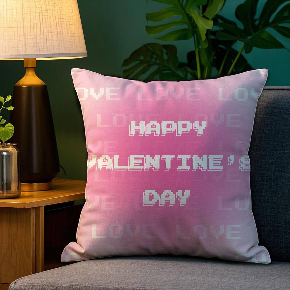 Home Decor Happy Valentine's Day Pixel Love Pattern Pillow Pattern Cushion Cover Suitable for Sofa Bedroom Car Pillow Cover