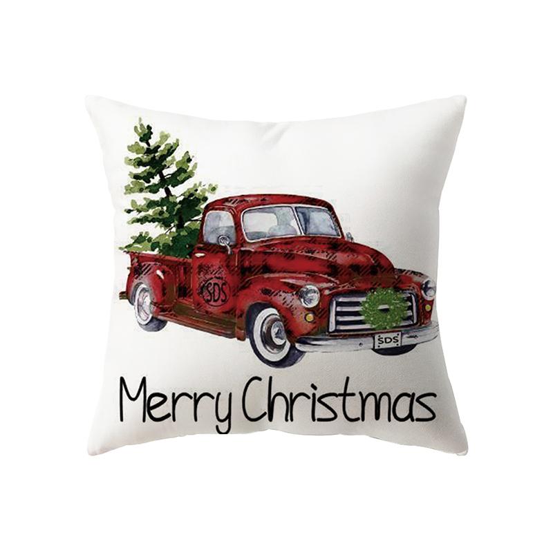 Christmas Theme Cute Christmas Elk Print Pattern Cushion Cover Home Living Room Sofa Decoration Polyester Pillow Pillow Cover