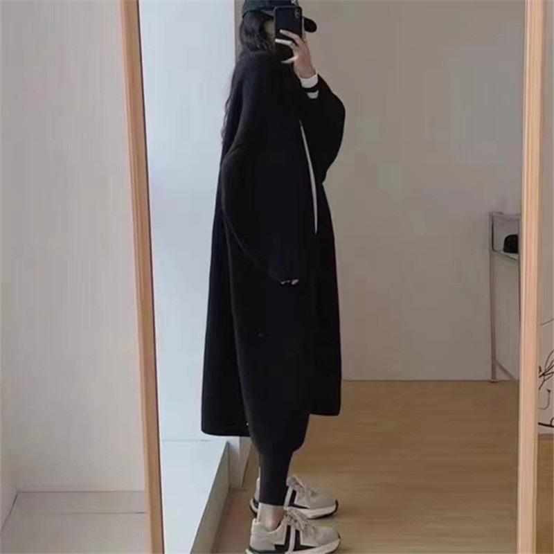 Wool knitted cardigan women's autumn and winter new loose retro lazy style long sweater jacket