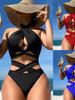 2025 Sexy Crisscross Backless Solid Color Split Swimsuit Bikini for Women