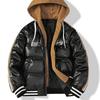 Winter new trend stand-up collar casual leather jacket cotton clothes men's short fashion versatile thickened warm jacket trendy brand