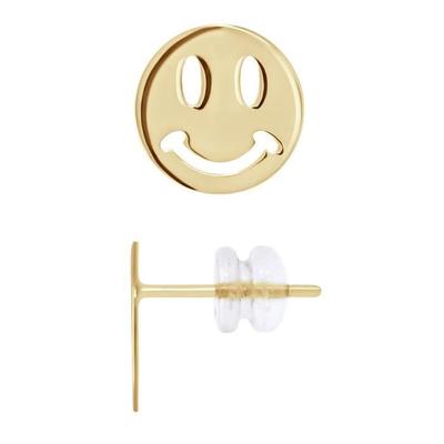 Küpeler - LÉA &; ARTHUR - SMILEY Motifleri - 375 Sarı Altın - Silikon Bebek Arabası Sistemi - Çocuk
