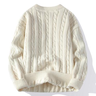 Fashion Men's Autumn and Winter Sweater Twist Crew Neck Men's Casual Knitted Sweater