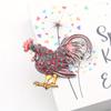 New Rooster Brooch Vintage Luxury Multi-colored Rhinestone Corsage Dress Pin Accessory Gift