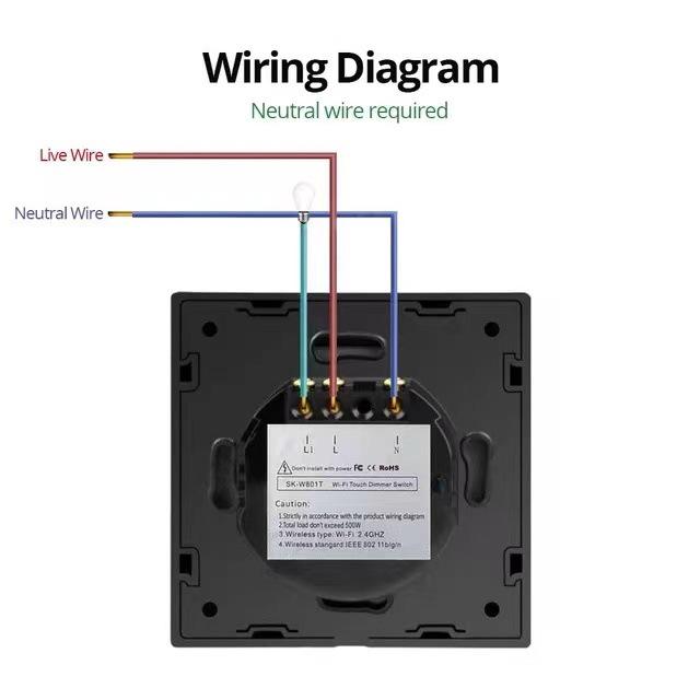 Smart WiFi Dimming Switch with Stepless Adjustment, EU Standard