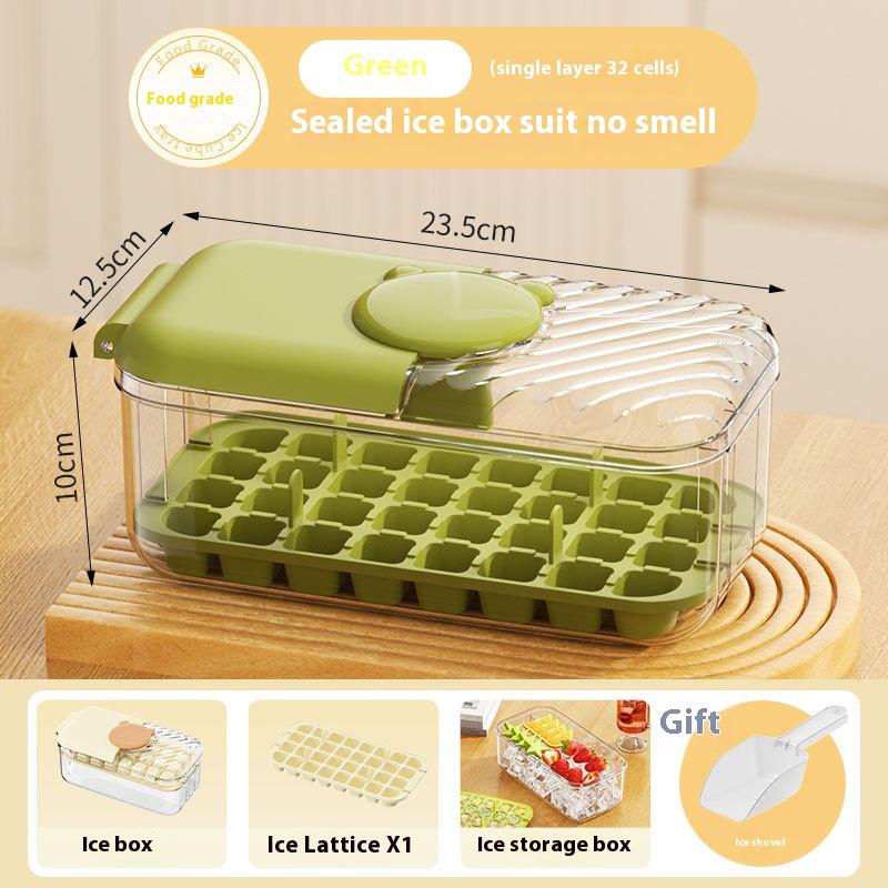 32/64 Grids Press Type Ice Cube Tray With Lid And Storage Box Ice Cube Maker Mold For Home Use Reusable Ice Cube Mold For Cockta
