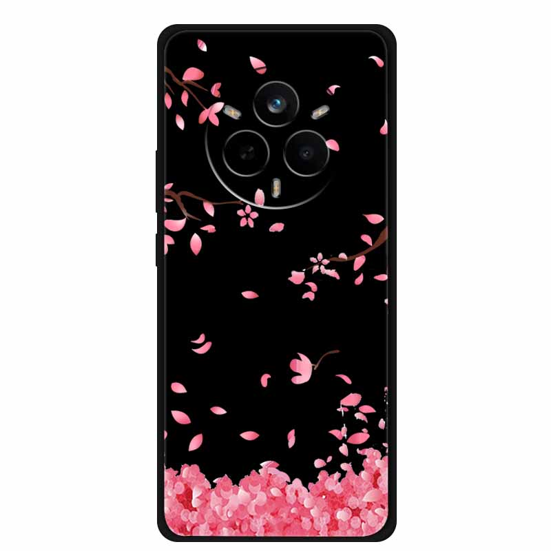 For Realme 14 Pro Case Luxury Phone Cover For Realme 14 Pro+ Cute Floral Black Silicone Soft Case TPU Funda Realme 14 Pro Plus