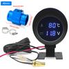 AD Round Led Digital Car Water Temp Gauge  + Voltmeter 2in1 Water Temperature Adapter Moto Volt Meter + Water Temp Sensor 10mm