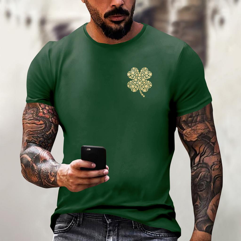 St. Patrick's Day Print - Herren Bedrucktes Lässiges Rundhals Kurzarm T-Shirt