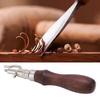 Leather Groover 7 in 1 Multipurpose Durable Wood Metal Labor Saving Strong Fixation Leather Beveler for DIY Leathercraft