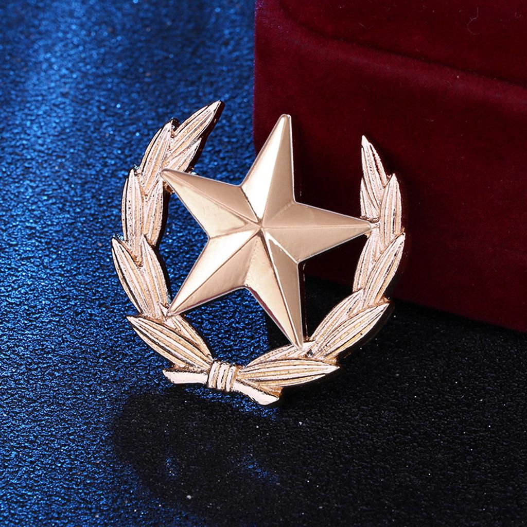 Stylish Wheat And Star Emblem Brooch Alloy Vintage Pin Wheat Star Brooch Pin For Clothing Accessories Lapel Decor