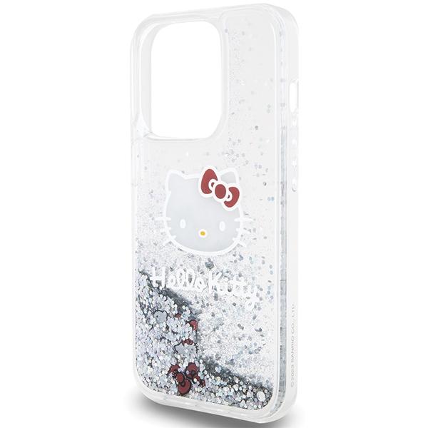 Etui do iPhone 13 Hello Kitty Liquid Glitter Charms Srebrne