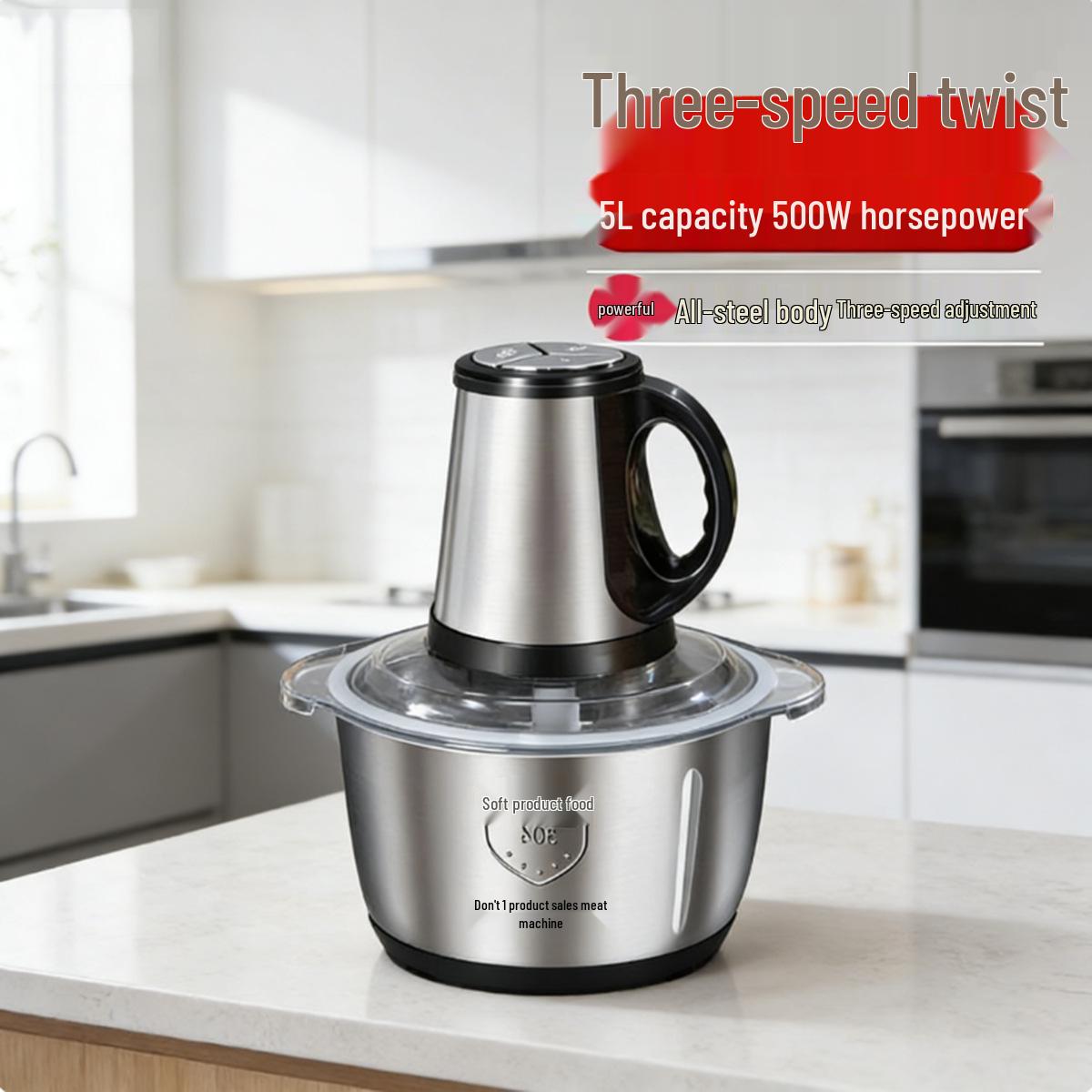 Household Electric Meat Grinder & Food Processor - Dough Mixer, Blender, Meat Mincer, Dumpling Filler, Chili Powder Maker. US Plug (International Use)