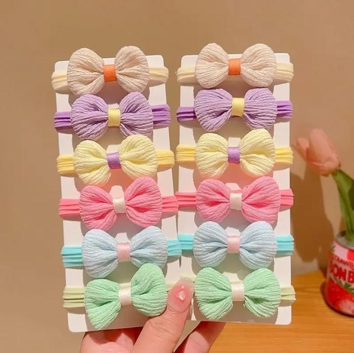 6/12 Stück/Set Niedliche Schleife Blume Gummi Elastische Haargummis Mädchen Verletzen das Haar nicht Kleine Scrunchies Kinder Süße Haargummis Haaraccessoires
