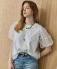 MAXZA Mesh Layered Balloon Sleeve Blouse T-Shirt